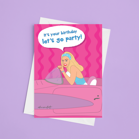 Let's Go Party  - A5 Barbie Happy Birthday Card