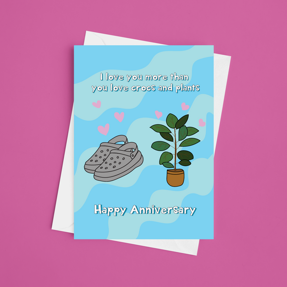 Crocs and Plants - A5 Anniversary Card