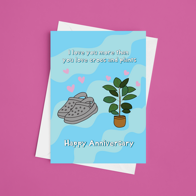 Plants and Crocs - A5 Anniversary Card (Blank)