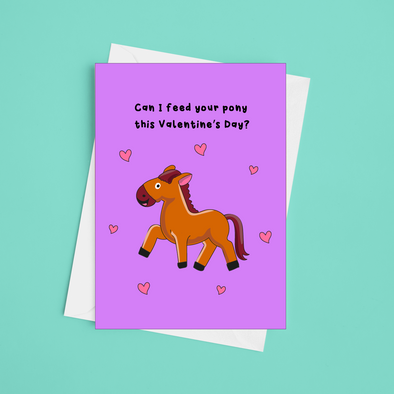 Can I Feed Your Pony?  - A5 Happy Valentine's Day Card (Blank)