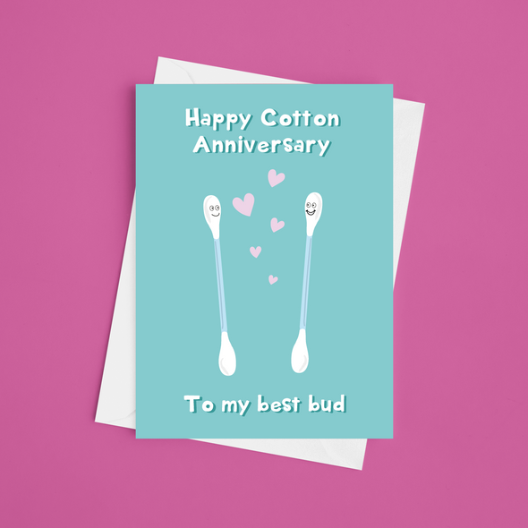 Happy Cotton Anniversary - Happy Anniversary - A5 Greeting Card