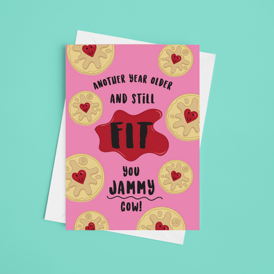 Happy Birthday You Jammy Cow - A5 Birthday Card (Blank)