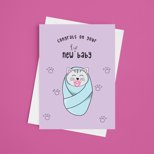 New Kitten / New Fur Baby - A5 Greeting Card (Blank)