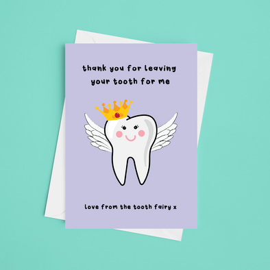 Tooth Fairy Thank You For Your Tooth - A5 Kids Card