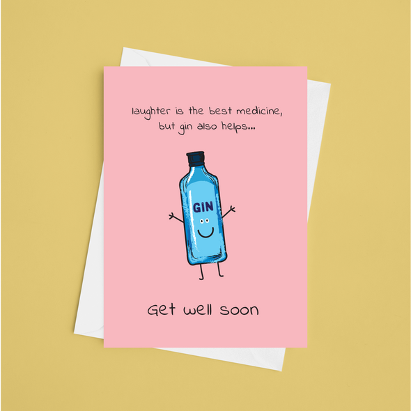 Gin Is The Best Medicine - A5 Get Well Soon Card (Blank)