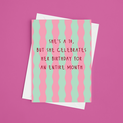 She's A 10 - A5 Funny Birthday Card
