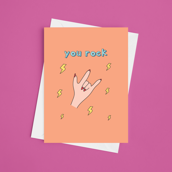 You Rock Thanks - A5 Thank You Card (Blank)
