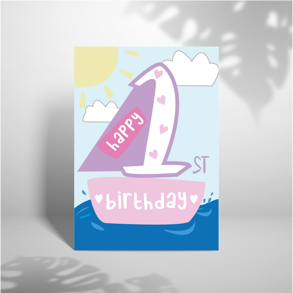1st Birthday - A5 Greeting Card