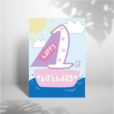 Happy First Birthday - A5 Greeting Card (Blank)