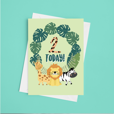 Have A Wild 2nd Birthday  - A5 Greeting Card