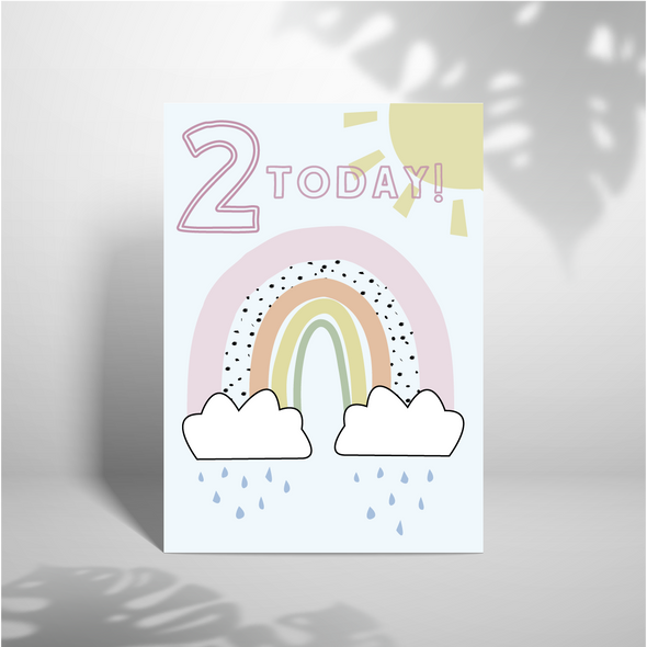 Happy 2nd Birthday Rainbow - A5 Greeting Card (Blank)