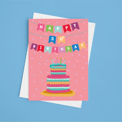 Happy 30th Birthday -Greeting Card (Wholesale)