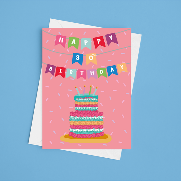 Happy 30th Birthday - A5 Greeting Card (Blank)
