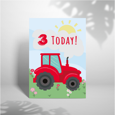 3rd Birthday Tractor - A5 Greeting Card