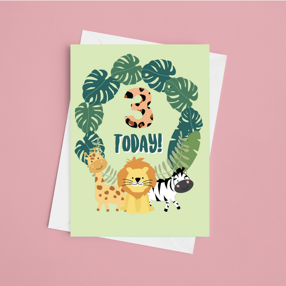 Have A Wild 3rd Birthday  - A5 Greeting Card