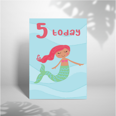 Happy 5th Birthday Mermaid - A5 Greeting Card (Blank)