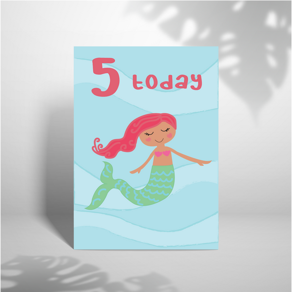 Happy 5th Birthday Mermaid - A5 Greeting Card