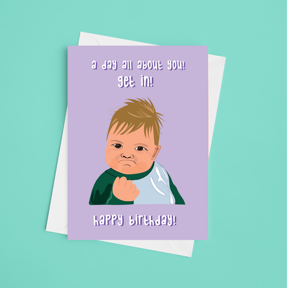 Meme Baby Birthday Card - A5 Greeting Card (Blank)