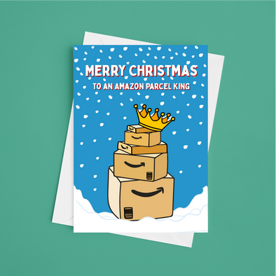 Merry Christmas Amazon Parcel King - A5 Greeting Card