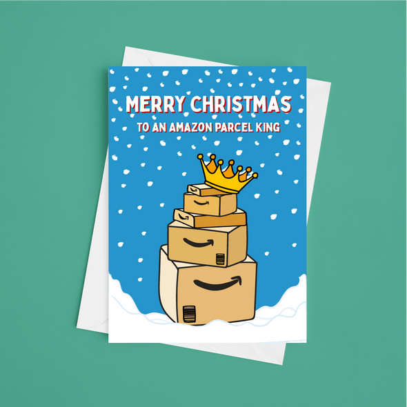 Merry Christmas Amazon Parcel King - A5 Greeting Card