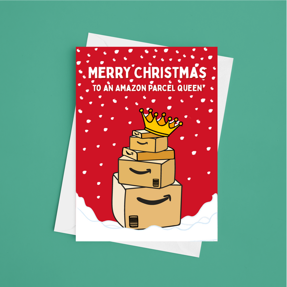 Merry Christmas Amazon Parcel Queen - A5 Greeting Card