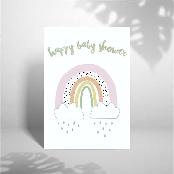 Happy Baby Shower Rainbow - A5 Greeting Card (Blank)