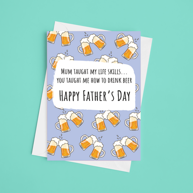How To Drink Beer Happy Father's Day - A5 Greeting Card (Blank)
