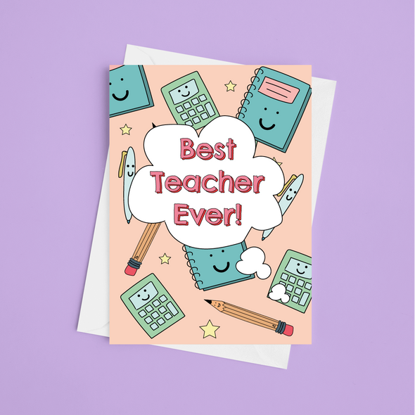 Best Teacher Ever - A5 Thank You TeacherCard (Blank)