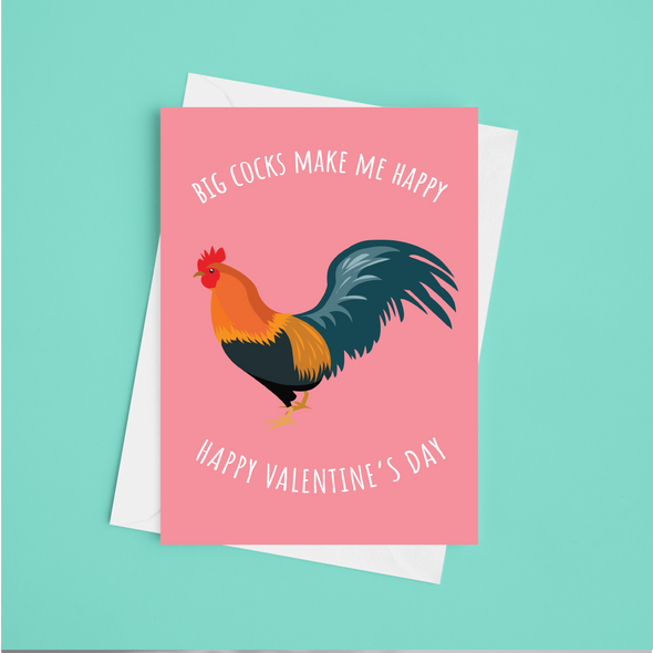 Big Cocks Make Me Happy - A5 Greeting Card (Blank)