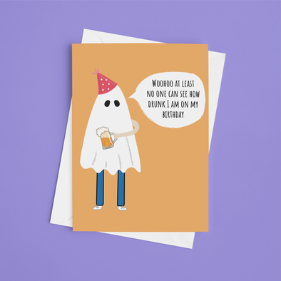 Halloween Birthday Drunk - A5 Greeting Card