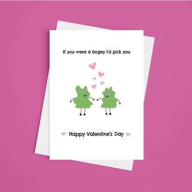 If You Were A Bogie I'd Pick You - A5 Happy Valentine's Card