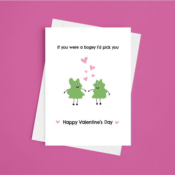 If You Were A Bogie I'd Pick You - A5 Happy Valentine's Day Card (Blank)