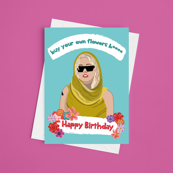 Miley Cyrus Flowers - A5 Birthday Card (Blank)