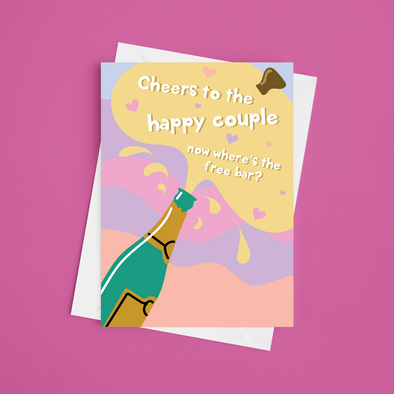 Cheers To The Happy Couple - A5 Wedding Card (Blank)