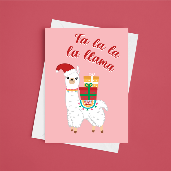 Fa La La La Llama - A5 Greeting Card (Blank)