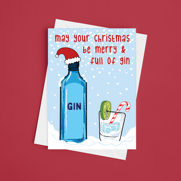 Gin and Tonic Christmas - A5 Greeting Card (Blank)