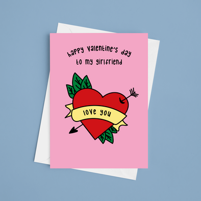 Happy Valentine's Day To My Girlfriend  - A5 Happy Valentine's Day Card (Blank)