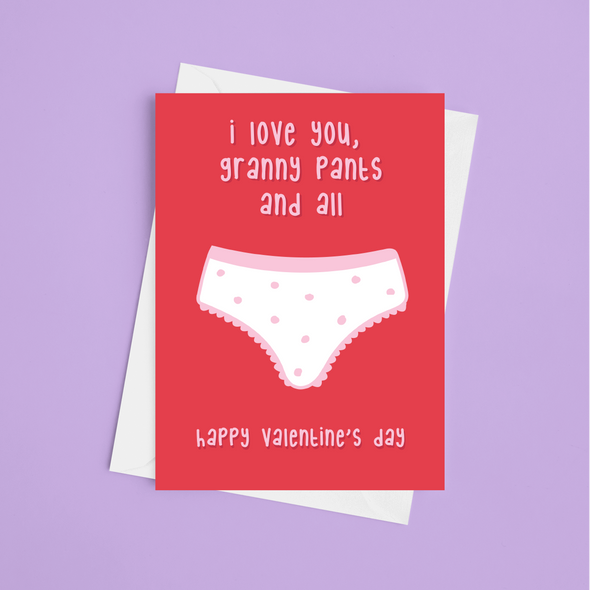 Granny Pants Valentine's - Greetings Card (Blank)