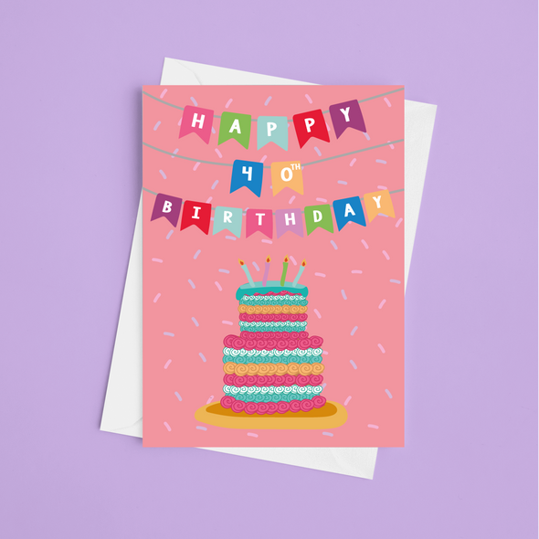 Happy 40th Birthday - A5 Greeting Card