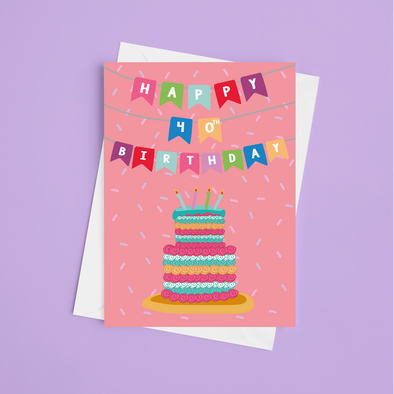 Happy 40th Birthday - A5 Greeting Card (Blank)