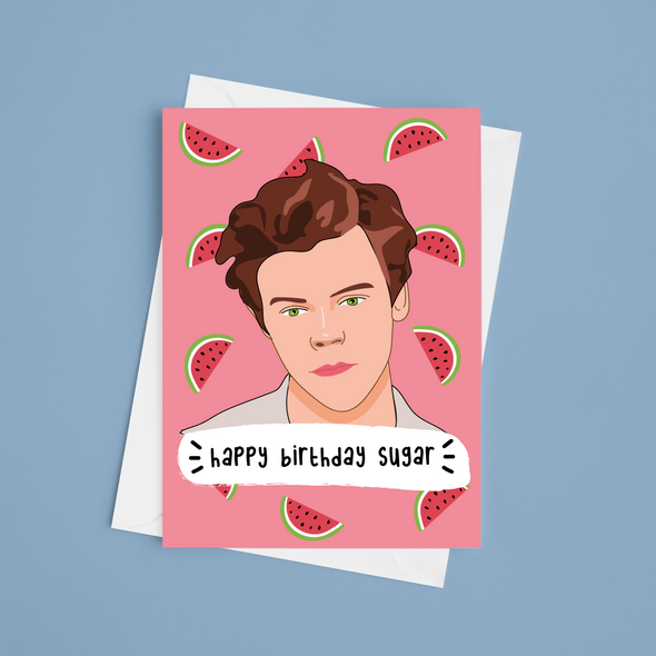 Happy Birthday Sugar - A5 Harry Styles Birthday Card (Blank)