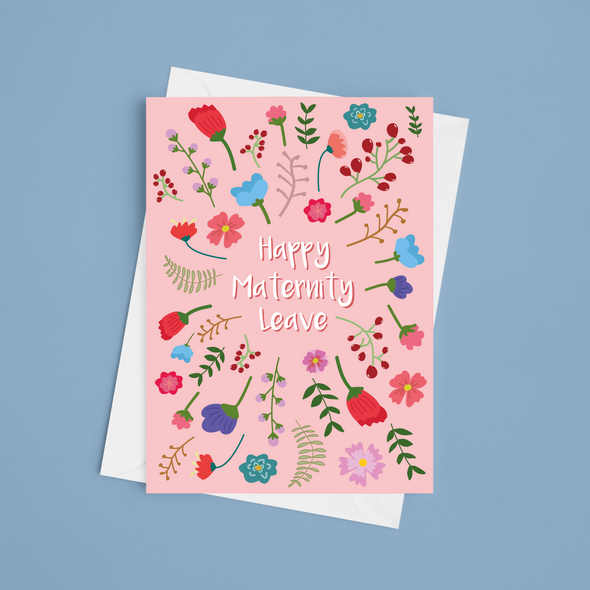 Happy Maternity Leave Floral - A5 Greeting Card (Blank)