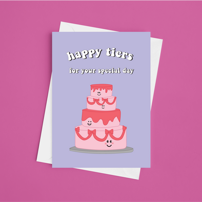 Happy Tiers - A5 Wedding Card (Blank)