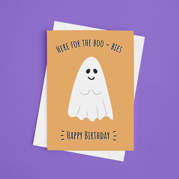 Here For The Boo-bies - A5 Greeting Card