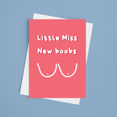 Little Miss New Boobs - Breast Surgery / Breast Reconstruction - A5 Greeting Card