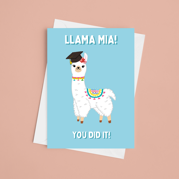 Llama Mia! - A5 Graduation Greeting Card (Blank)