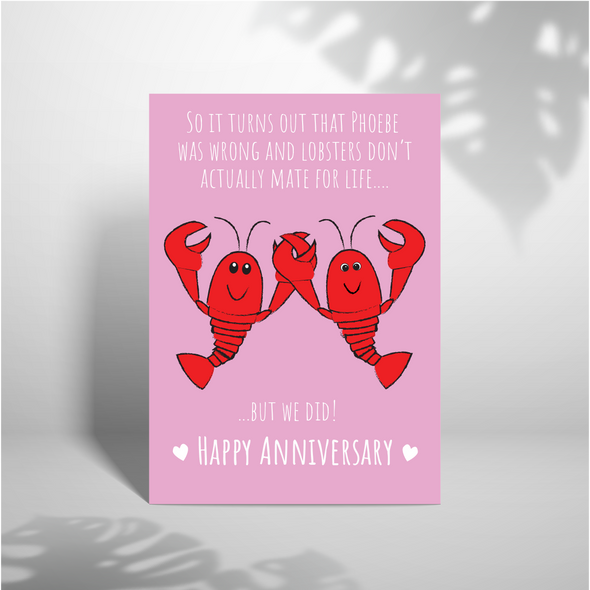 Lobsters For Life - Happy Anniversary - A5 Greeting Card