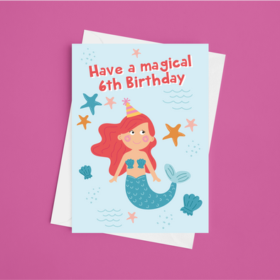 Ocean Magic 6th Birthday - A5 Greeting Card (Blank)