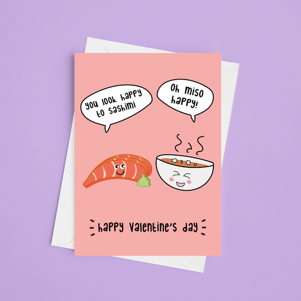 You Look Happy To Sashimi - A5 Happy Valentine's Day Card (Blank)