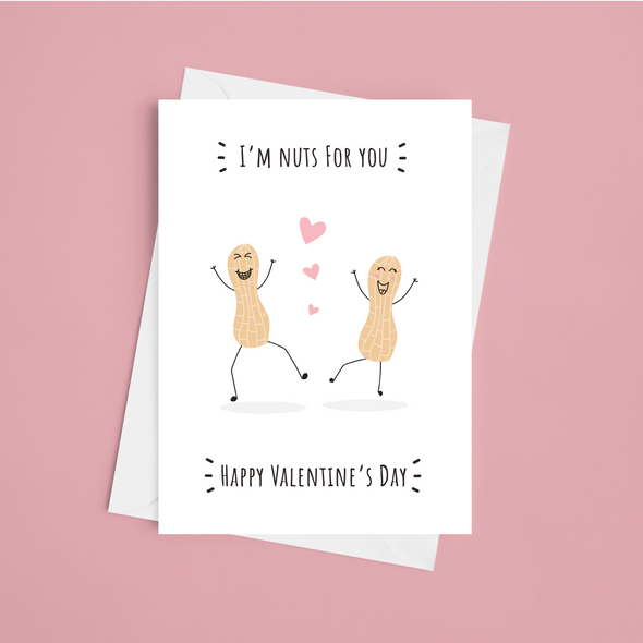I'm Nuts For You Valentine's - A5 Greeting Card